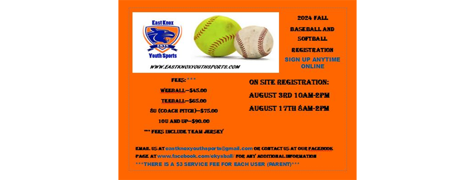 2024 Fall Baseball and Softball Online Registration Is Open!